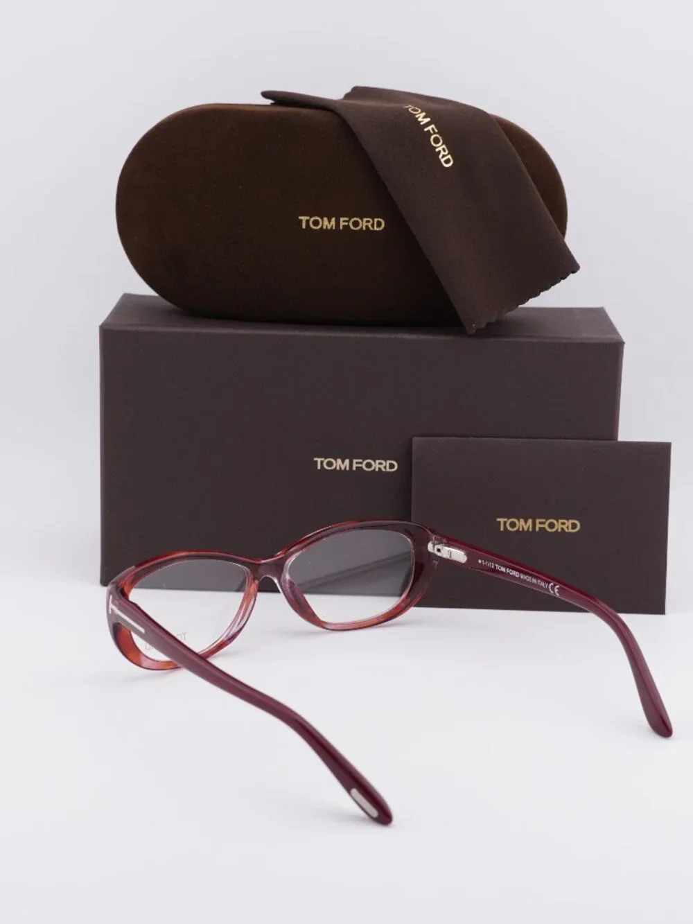 Tom Ford FT5226 068 Oval Eyeglasses - Transparent Stripped Red 54mm
